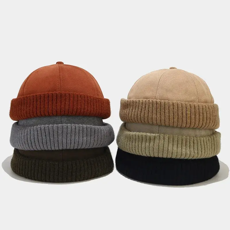 Fashion Hip Hop Knitted Beanies Women Men Warm Thick Winter Hat Docker Cap Vintage Brimless Hat
