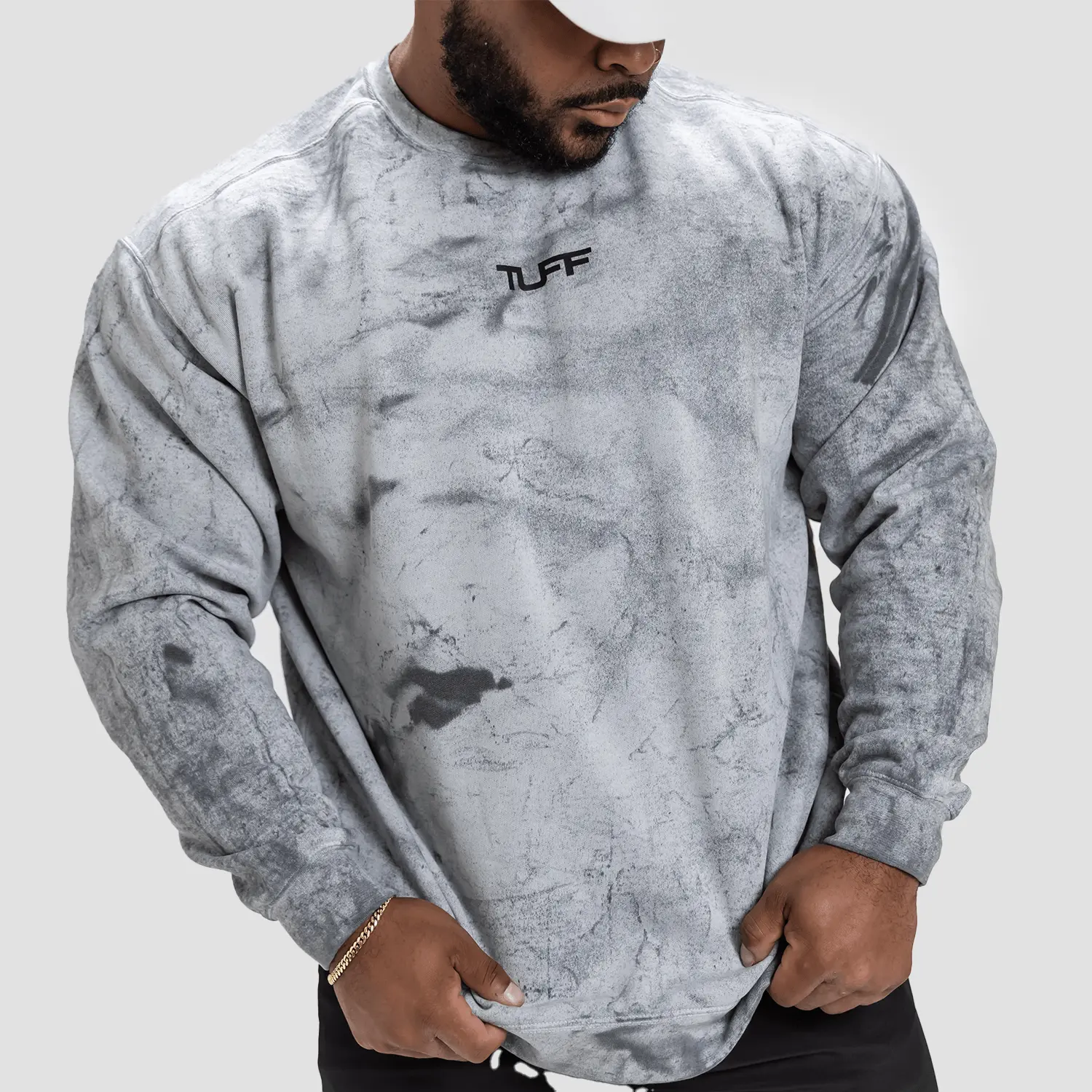 Stone Wash Crew Sweatshirt - Unisex Heavyweight Cotton Polyester Blend Pullover Top, Slim Fit Casual Menswear Garment, Tops, Round Neck