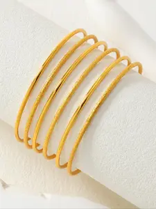 Vintage 24K Golden-Plated Bangle Set, Stackable Bracelets, Minimalist Fashion Bangles for Daily & Wedding Occasions, Trendy All-match & Exquisite Jewelry for Birthday Gift