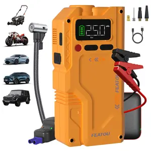 Featurt 7000A Portable Car Jump Starter with AirCompresSOr,150PSlump Starter Battery Pack (All Gas/9.0L Diesel),CarJumperBox with Display, Emergency Light AutomotiveVehicle car essentials