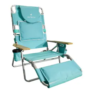 Ostrich The Deluxe 3N1 Lightweight Outdoor Beach Lounge Chair w/ Footrest, Aqua