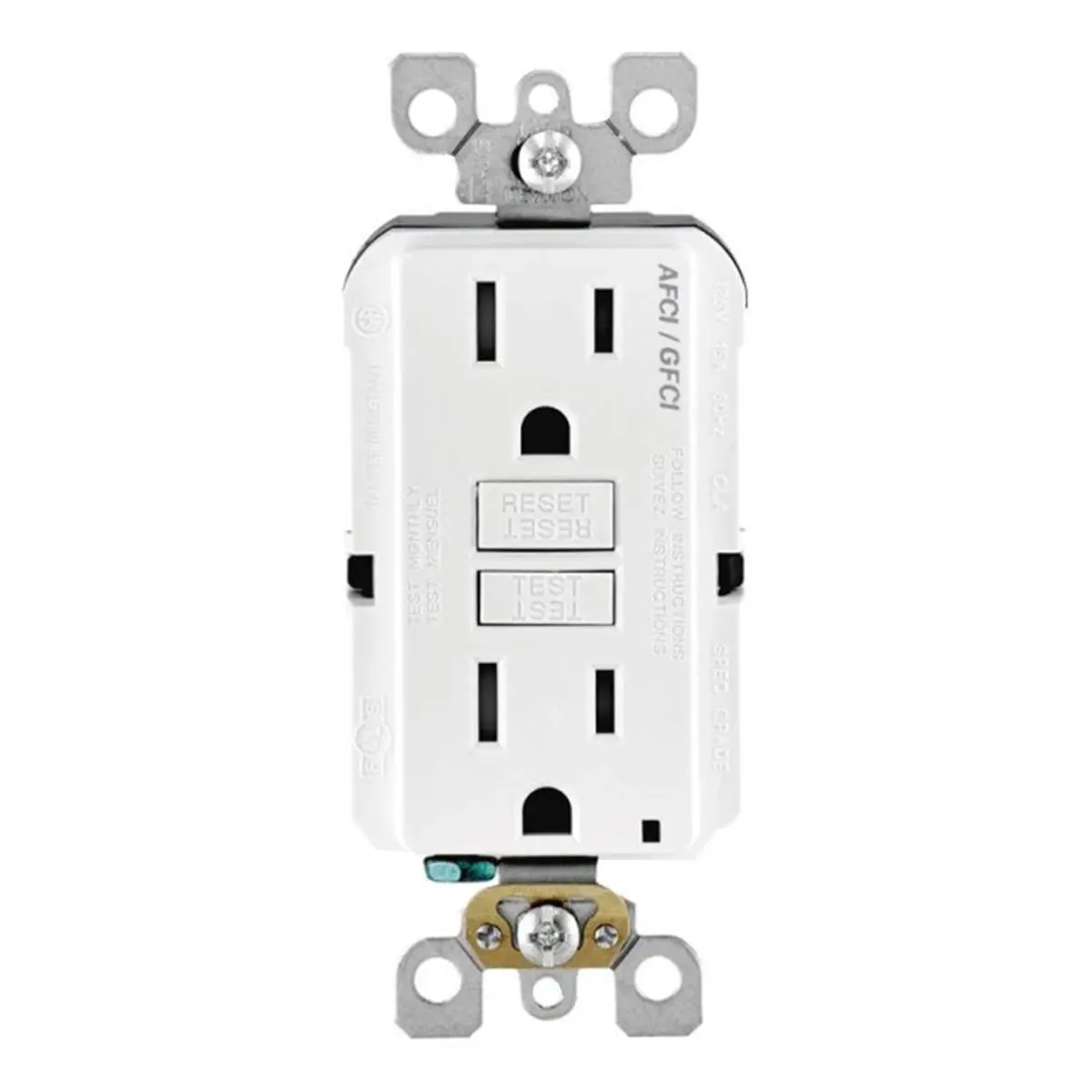 212 MAIN Leviton AGTR1-0KW AFCI-GFCI Dual Function Outlet, White Polycarbonate, 125V Power, 125v Voltage, AFCI Protection, Shock Safe, Status Light