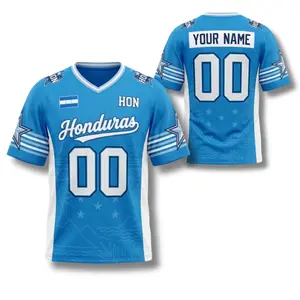 Honduras V Neck Short Sleeve Jersey, Custom Name Number Shirt, Size S-5XL