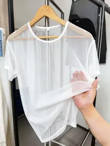 Men's Mesh Breathable Short Sleeve T-Shirt: Crew Neck Quick-Dry Sheer Top, Sports Casual Versatile for Gifting to Partner, Casual Sporty Top