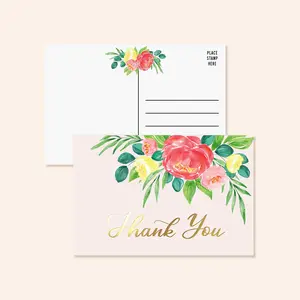 Watercolor Floral Thank You Postcards | Set of 50