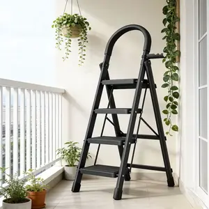 1.Heavy-duty 3/4/5-step portable folding ladder, load capacity 500 lbs, sturdy and durable. Features non-slip design, handrails and safety locks. Lightweight and easy to carry, suitable for both household and industrial use.