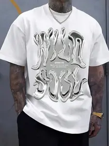 Unisex design. Street style, summer comfort, round neck, short-sleeved T-shirt. Heavy metal-inspired graffiti letter pattern print. Trendy, avant-garde streetwear. Suitable for couples, campus, hip-hop, punk. Ideal for everyday wear.