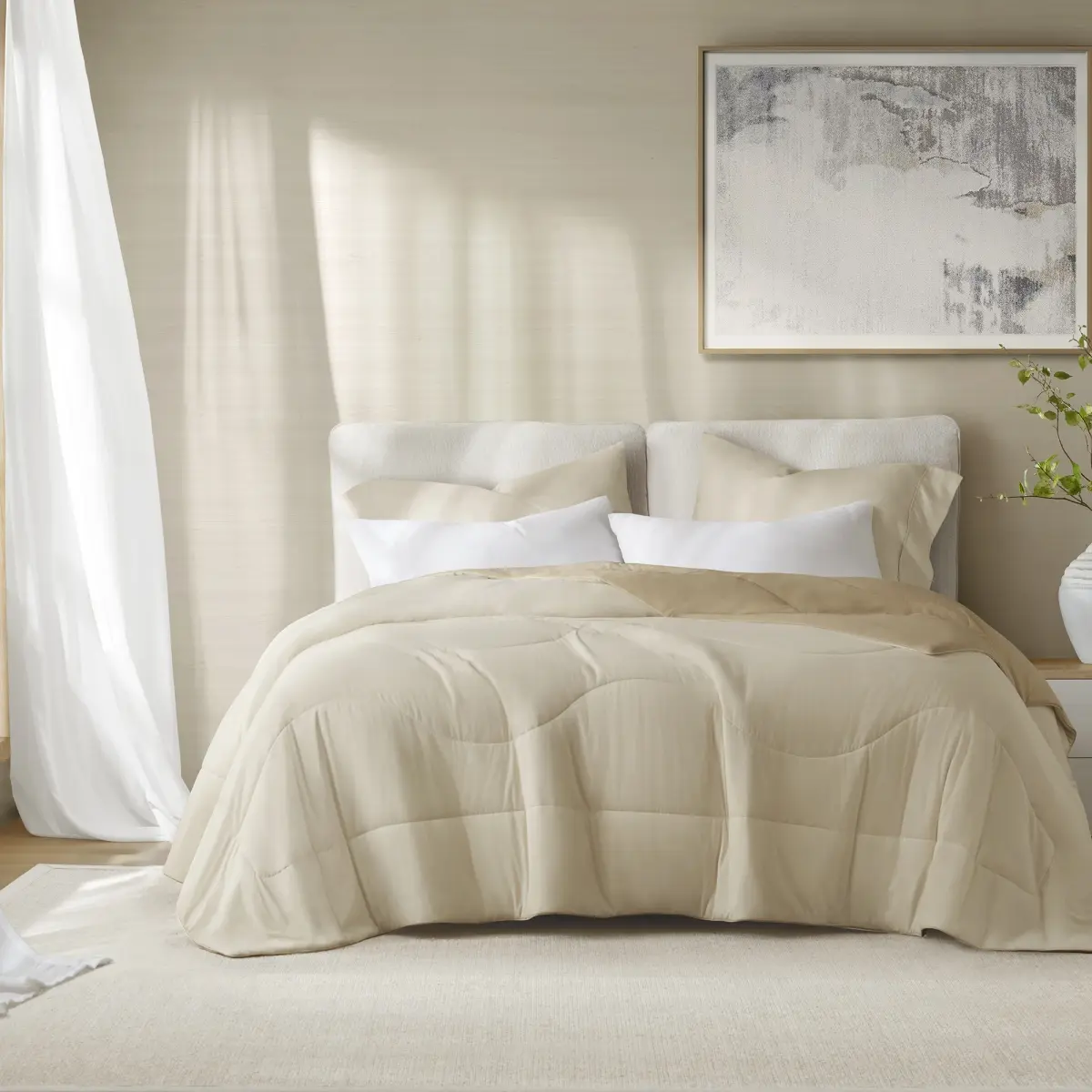 Harbor House HHD10-1934 Reversible Tencel Luxury Linen Duvet Comforter - Mid-Century Dual Tone, Sculptural Weave Stitching, Soft Warm Bedding, Bedroom Decor, King & California King Size, Reversible Lightweight Quilt, Breathable