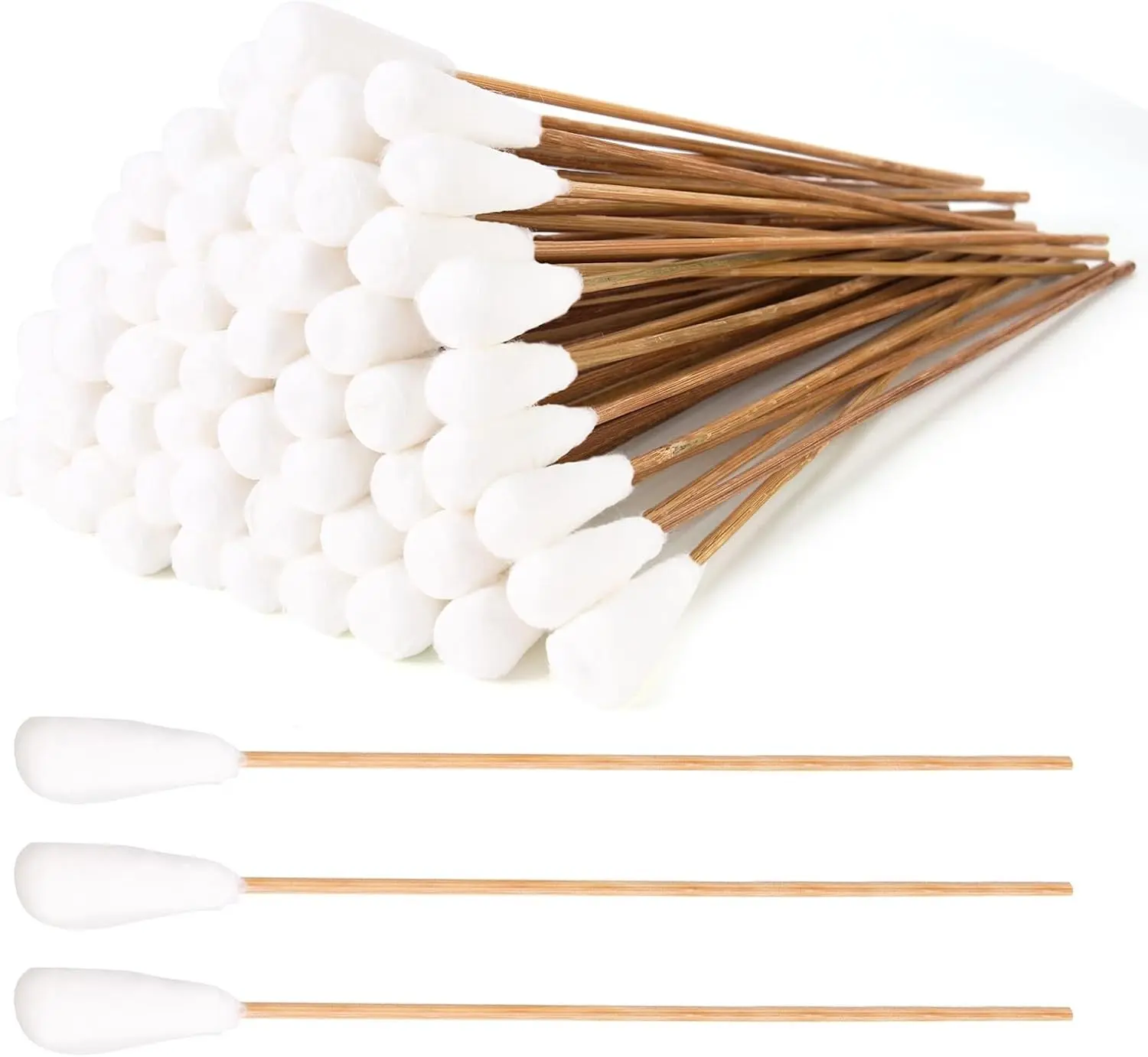 Long Cotton Swabs 10 Inch, 100pcs Cotton Tipped Applicators with Large 1/2 Inch Diameter Swab for Cleaning - Non-sterile