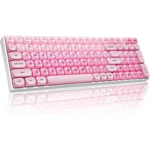 ZORNHER ZH100 Mechanical Gaming Keyboard Pink Creamy with Number Pad Jelly MOA Profile Full Size Cute Keyboard Creamy Sounding Linear Switches Girly Keyboard for Gamers fathersdaygiftideas