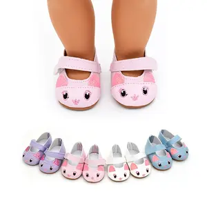 18" Girl/American Doll Shoe Set for 46cm/43cm (18"/18") Reborn Dolls - Pink/White/Purple/Blue Cute /Bunny//Heart & Bow Shoe Styles, Compatible with Doll Clothes Dress Up, Pretend Play for (No doll) Doll Clothes Shoes