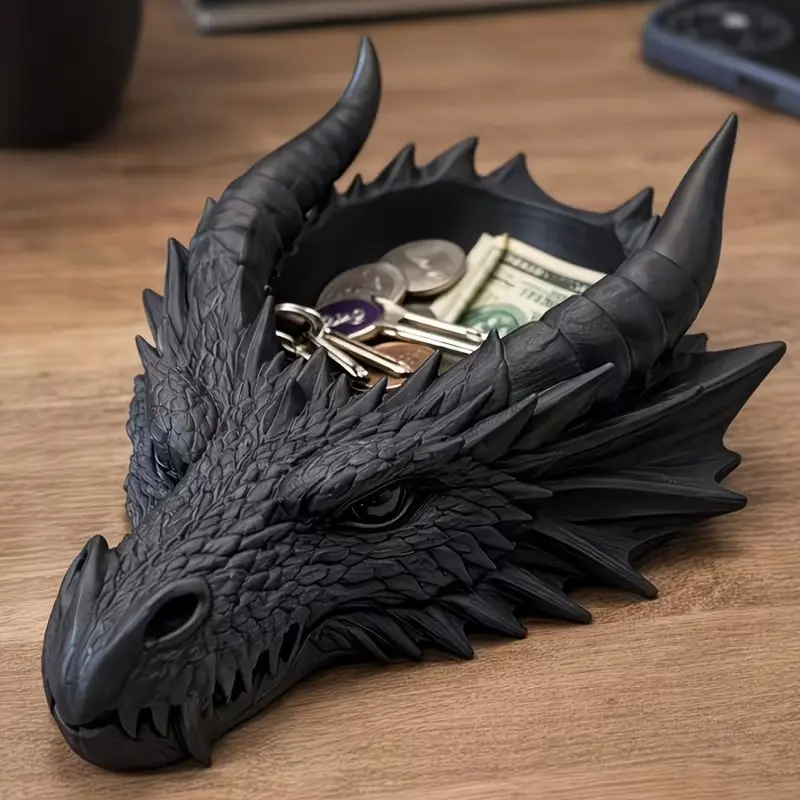 Gothic Dragon Head Jewelry Organizer Tray, Dark Theme Desktop Decor, Practical Ring Necklace Holder, Cool Desk Accessory, Storage Box, Desktop Organizer Bins