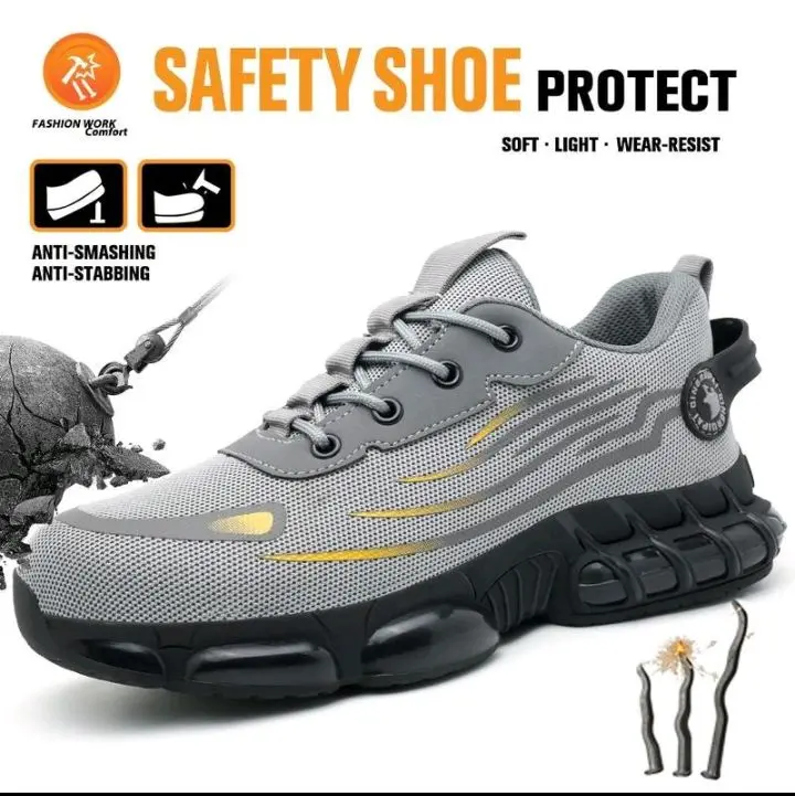 Safety Shoe Protect Men's Lace Up High Top Anti Piercing & Anti Smashing Safety Boot Tactical Boots Steel Toe Trainers Closed Lightweight Non Slip Work Shoes for Outdoor Work -waterproof,steel toe puncture resistant slip resistant  Worker approved