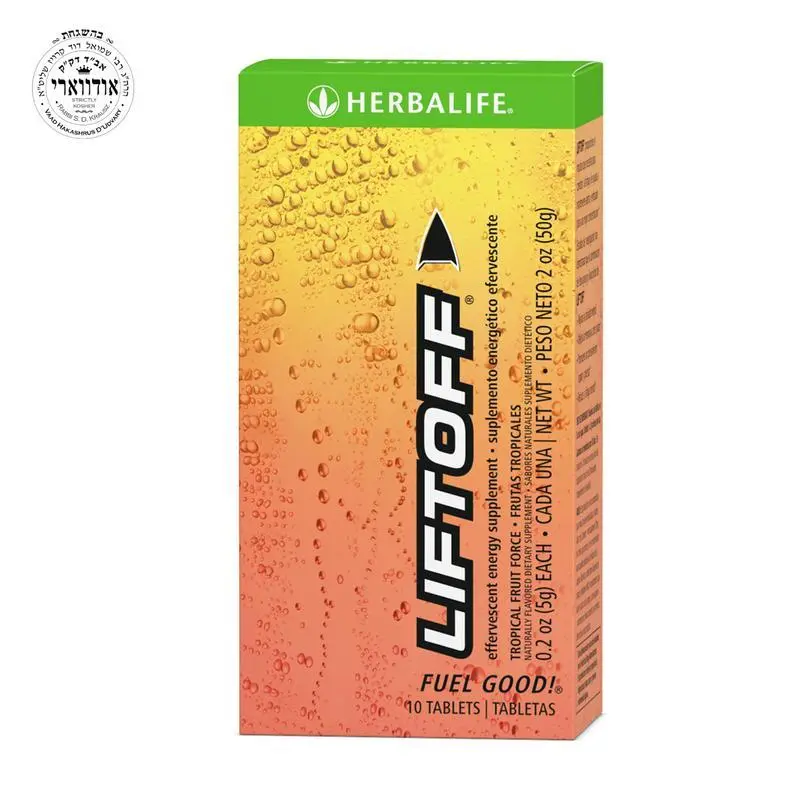 Herbalife Liftoff Tropical Fruit Force 10 Tablets Effervescent Energy Drink Mix with Caffeine Vitamin C & B Complex for Mental Alertness