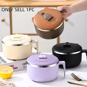 304 Stainless Steel Instant Noodle Bowl, Large Capacity with Lid, Portable Dual-Use Cutlery, Drain Hole, Ideal for Dorms and Offices