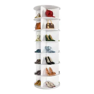 360° Rotating 6/7-Tiers Organizer Shoe Rack, Fits 24-28 Pairs of Shoes, Spinning and Revolving Round Shoe Rack, for Entryway Living Room Hallway Footwear Organization