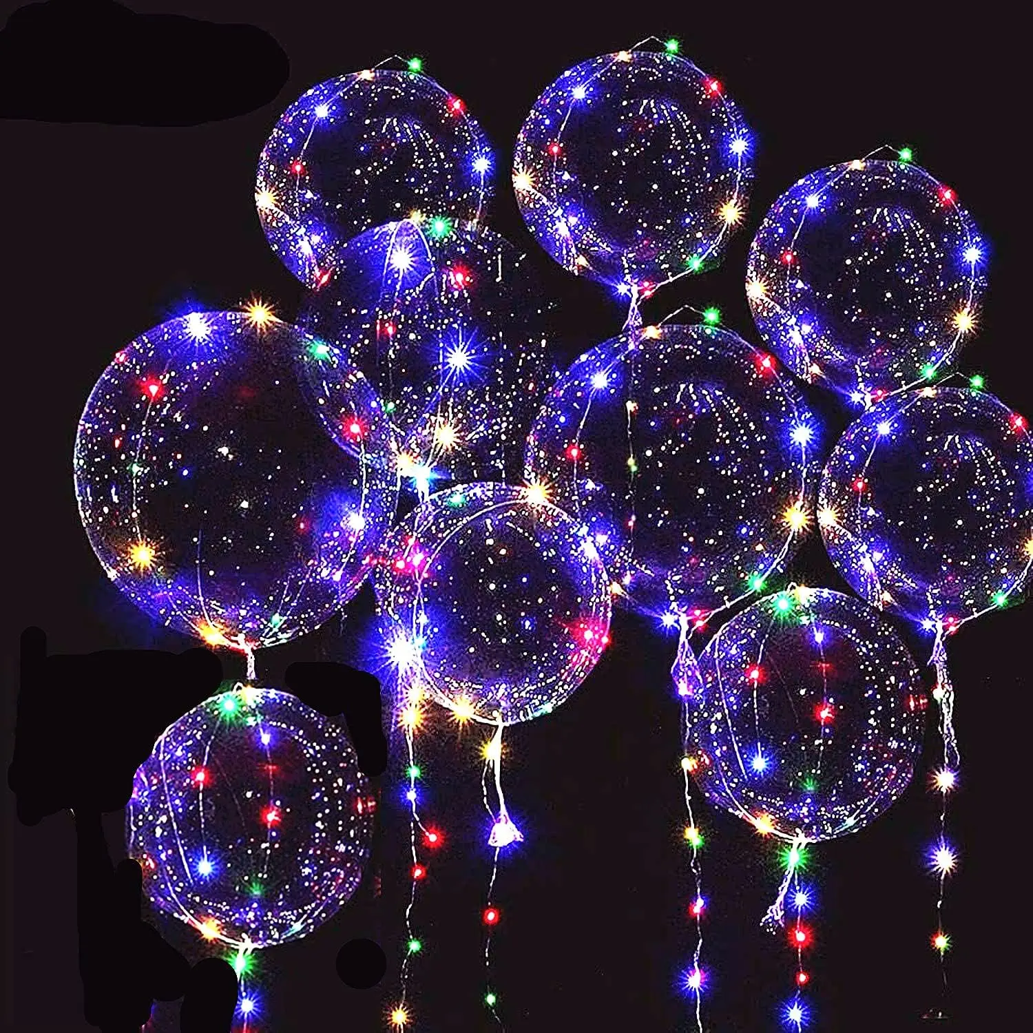10 PACKS LED Bobo Balloons,Transparent LED Light Up Balloons,Helium Style Glow Bubble Balloons with String Lights for Party Birthday Wedding Festival Decorations (Colorful)
