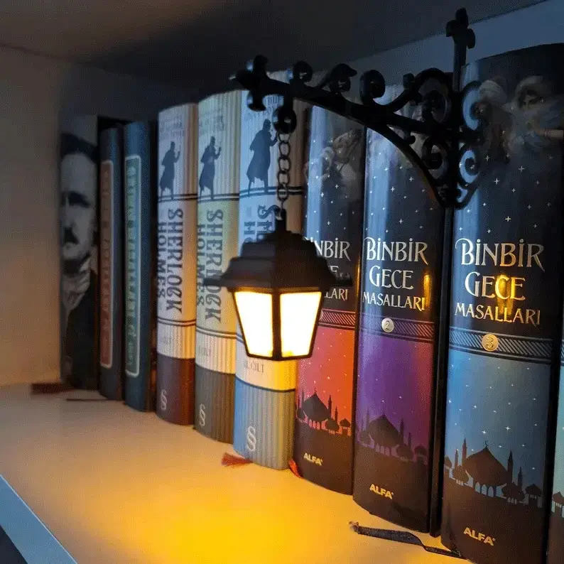 Compact Literary Theme Mini Lantern - Decorative Bookshelf Lighting, Hanging Warm LED Nightlight, Reading Nook Decor, Halloween Decorations