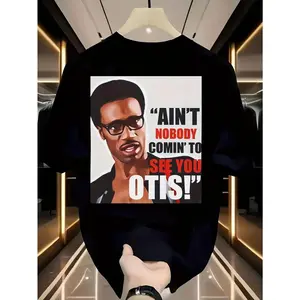 Men's Humor Satire Otis Quotations T-shirt No One Comes to See You Printed Short Sleeve Shirt 7.05 Oz Cotton Crew Neck Top Black Casual Wear All Season Comfortable Bold Pattern Design Tough Fabric Street Fashion Style, Street Style, Everyday Wear, Urban F