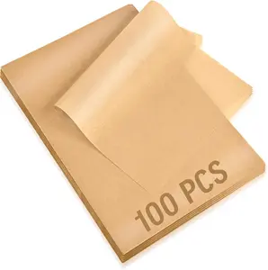 100Pcs Parchment Paper Sheets, 9x13 In Unbleached Parchment Paper for Baking Grilling Air Fryer and Steaming, Precut Non-Stick Parchment Baking Sheets in Quarter Size for Bread Cakes Cookies Kovpnor