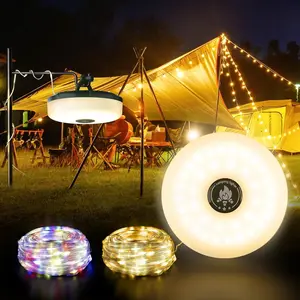 32.8Ft Camping String Lights, 2 in 1 Outdoor Camping Lantern with 8 Lighting Modes, Quick 30s Recovery, Waterproof, Type-C Fast Charging, Portable Lights for Camping/Yard/Hiking/Christmas, Led Waterproof Lights
