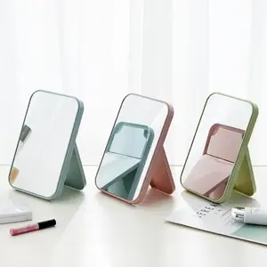 1pc desktop folding makeup mirror portable student dormitory desktop hanging small mirror dressing mirror portable mirror Foldable Makeup Mirror