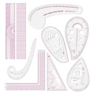 9Pcs Fashion Clear Metric Sewing Ruler Set, Sew  Curve Ruler Plastic Sewing Tools Measure Ruler for Tailors Designers Beginners Sewing Pattern Making Design DIY Dress Clothing - Home Improvement.