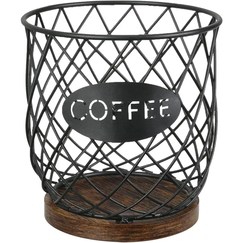 K Cup Holder Storage Box, Sturdy Coffee Pod Holder Storage Box, 35 K Cups Large Capacity Storage Basket, Suitable for Kitchen Countertops and Office Desks (Round Grid)