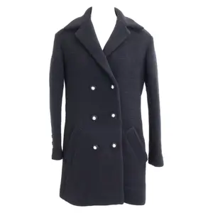 Pre-owned CHANEL Wool Small Leather Goods Silk Lining Long Double Breasted Jacket