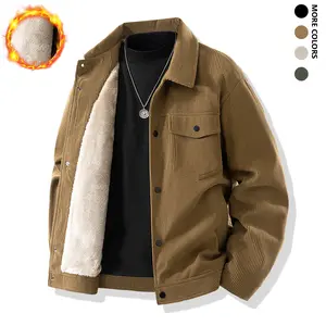 Men's Heavyweight Fleece-Lined Long Sleeve Winter Jackets - Stand Collar, Front Button, Plain Design, Chest Pocket, Warm, Comfortable, Casual - Suitable for Office, Commuting - Ideal Gift for Businessmen, Longsleeves