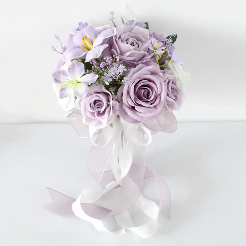 Bride Artificial Rose Bouquet, Tossing Flower Arrangement, Church Ceremony Decoration, Anniversary Event Decor