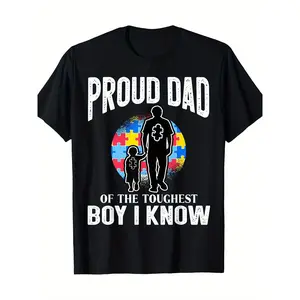 Autism Awareness For Proud Dad Support Autistic T-Shirt100% Cotton -180gT-Shirt