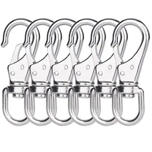 Stainless Steel Swivel Hooks, 6-Pack 2.7 in Diving Clips Spring Clips Keychain Clip, Lightweight Flag Clips for Flagpole Rope, Purses, Pet Chain, Dog Leashes, Boat Anchor Rope, Bird Feeder