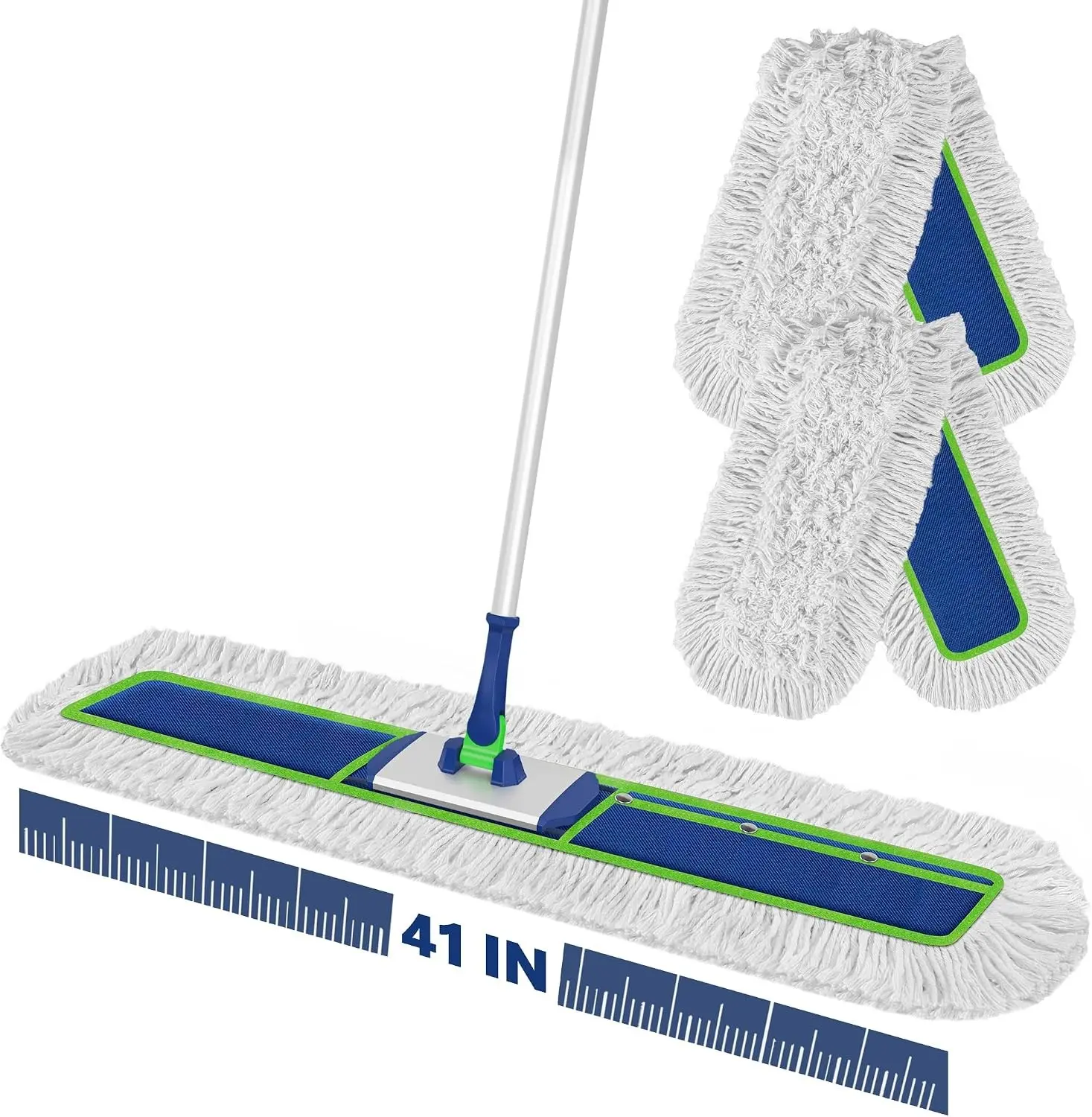 41" Commercial Dust Mop Large Push Broom Wide Industrial Heavy Duty Hardwood Dry Sweeping Mop with 2 Pads Long Handle for Janitor Indoor Warehouse Gym Cleaning