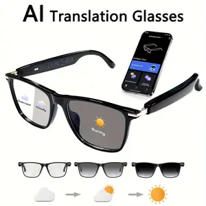 AI smart glasses are suitable for travel, outdoor exploration, and achieving hands-free photography function. Supports real-time translation in over 160 languages, Bluetooth wireless connection, wearable video recording function, and UVprotection function