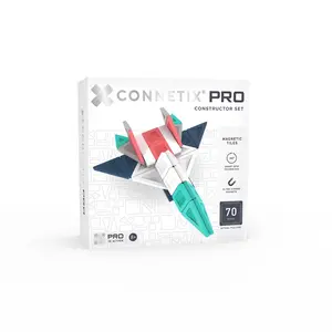 CONNETIX Magnetic Tiles Constructor Set 70pc: Educational Focus on Creative Thinking, Includes 70 Building Components
