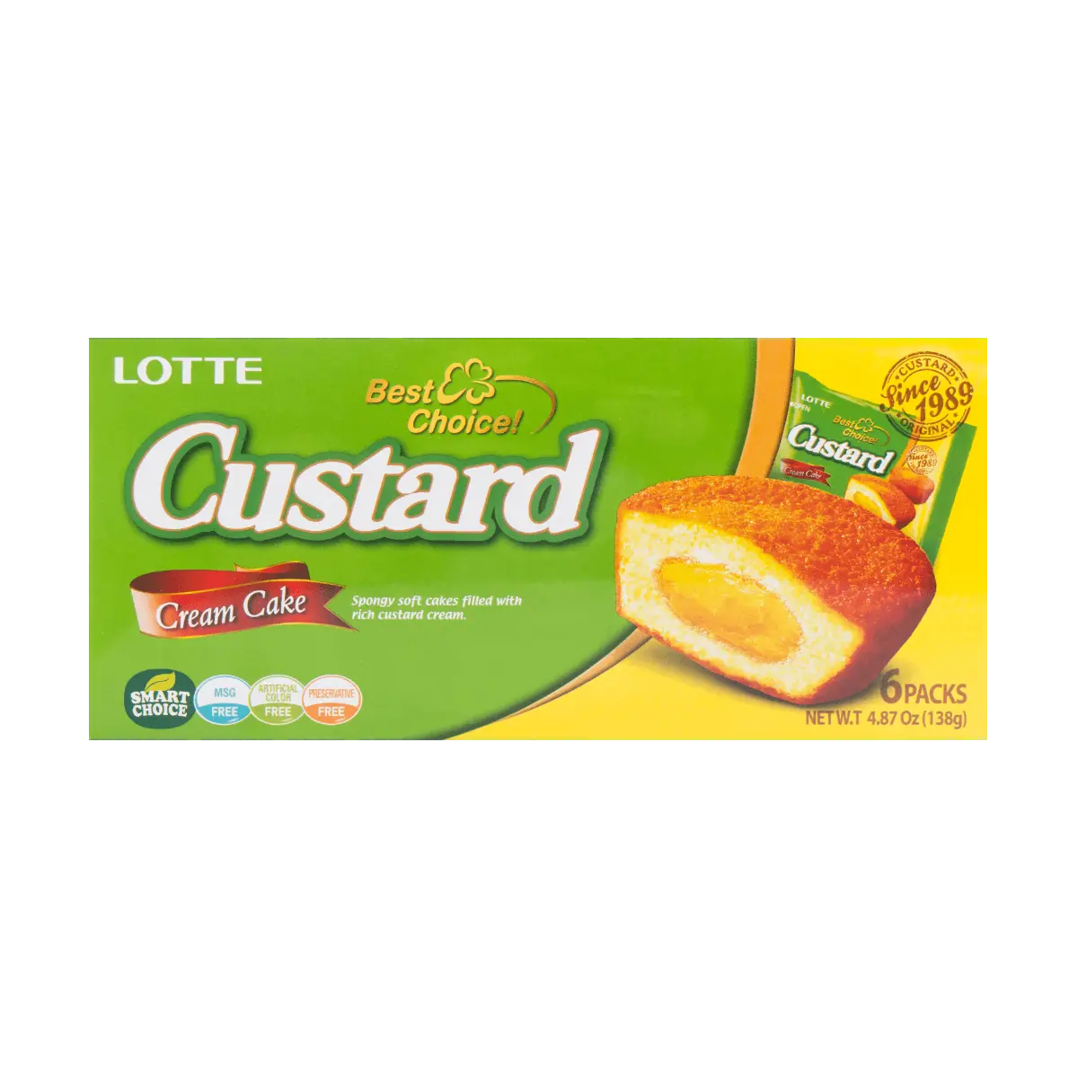 LOTTE Korea Custard Cream Cake 6 pc 138g