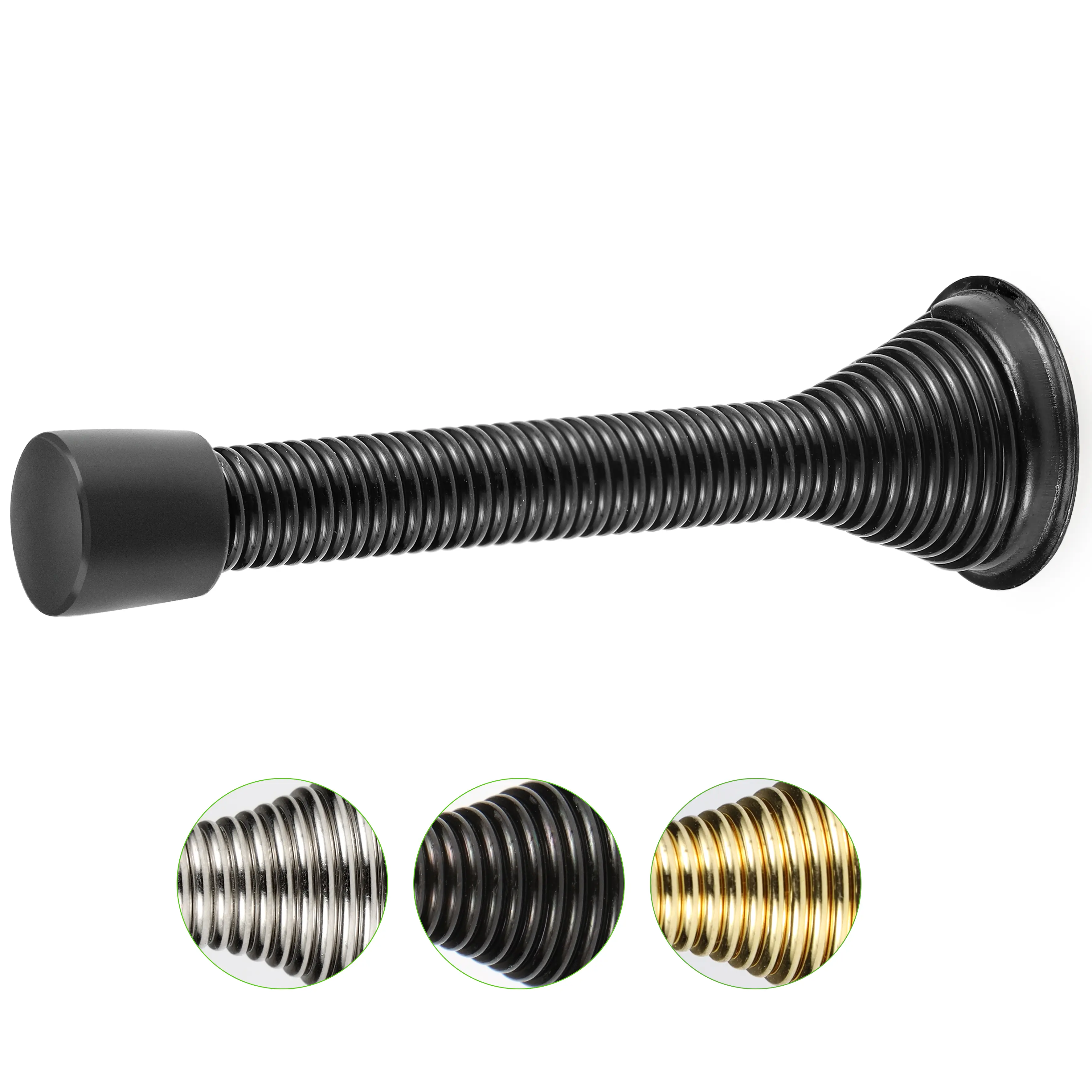 S.Y. Steel Spring Door Stops, 3-1/4" Heavy Duty Door Stop with Rubber Bumper, for Wall Protection and Easy Installation