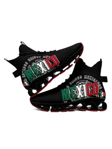 Men's Eagle Print Lace Up High-Top Sports Sneakers, MX Trendy Original Design with Breathable Sole, Durable Casual Comfortable Sports Running Blade Shoes for Daily Wear Athletic Shoes