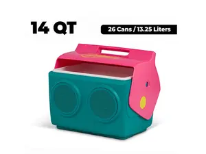14QT Hard-Sided Cooler with Built-In Bluetooth Speaker, Portable Ice Chest, Jade