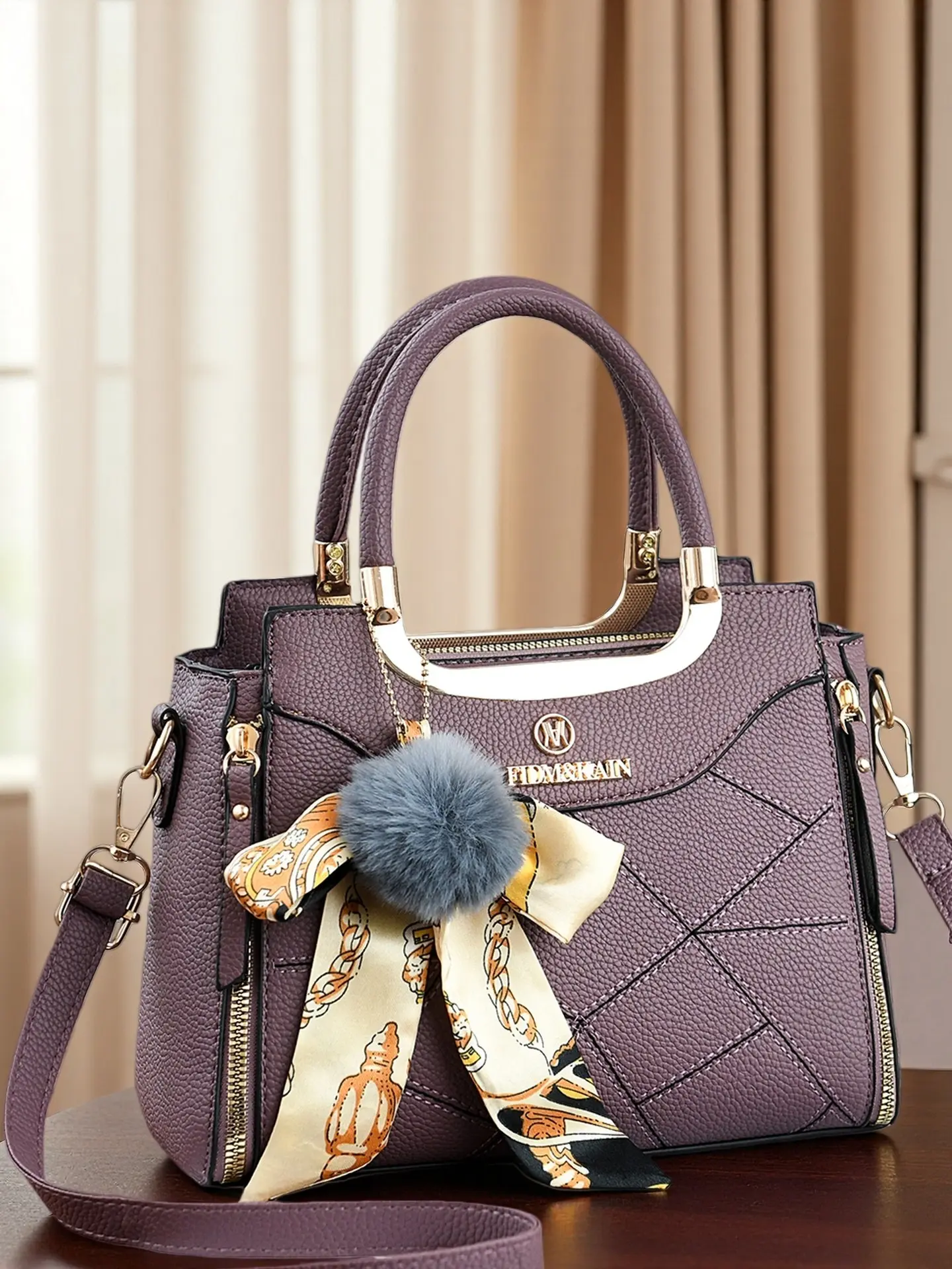 Large Capacity Women's Handbag, Stylish Durable Satchel for Daily Use, Elegant Plush Pendant, Available in Multiple Colors, Casual Patched Handbag, Soft Durable Handbag
