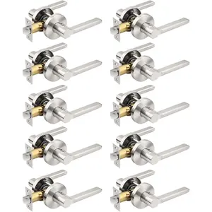 Hall/Closet Lever in Satin Nickel,Interior Passage Non-Locking Lever Set, Contractor Pack(10Pack)