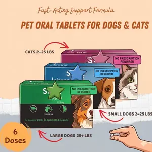 Pet Care Tablets for Dogs & Cats 2–25 lbs, Easy to Use Daily Support Tablets, 6 Count Pack