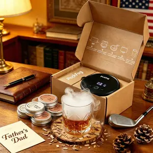 Pockfog Electric Whiskey Cocktail Smoker Kit with Lighting Holder, Built-in Rechargeable Lighter, 6 Premium Wood Chips, Portable Drink Smoke Infuser – Perfect Father’s Day Gifts for Dad, Husband, Bourbon Whiskey Lovers Men Gift