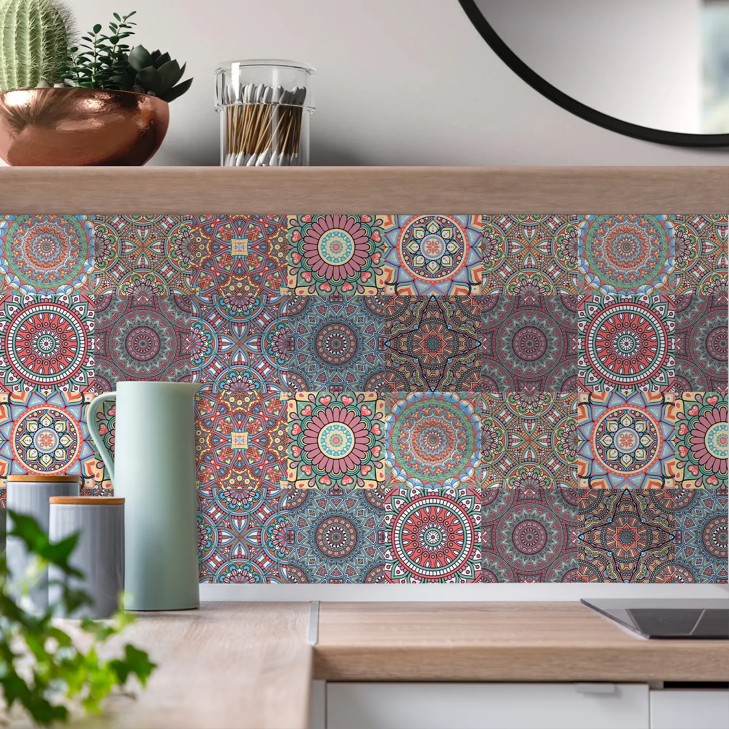 Self-Adhesive Removable Vintage Tile Backsplash, Waterproof and Oil-Resistant for DIY Kitchen & Bathroom, 5.9x11.8 Inch Wall Decor