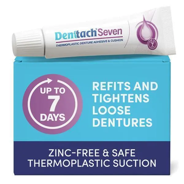 🔥 HOT SALE 51% OFF | Denttach Seven Denture Adhesive, Thermoplastic Denture Cushion and Reliner, Upper and Lower Denture Comfort for Up to 7 Days, Zero Glue, Zinc Free