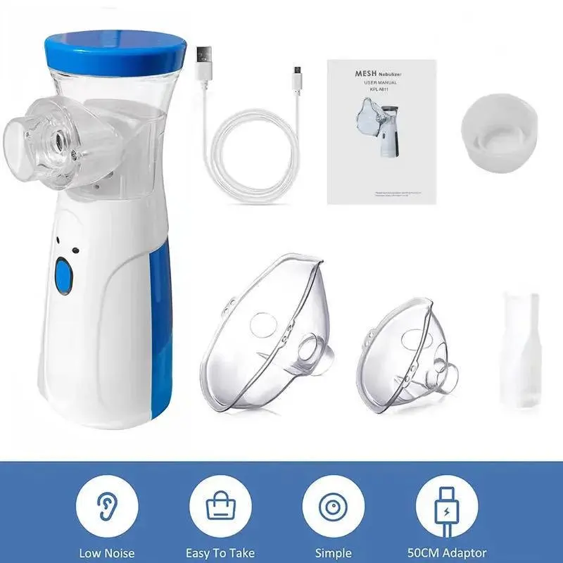 Quick Relief of Respiratory Problems, Ultra-Quiet (White), Portable Handheld Nebulizer - USB Rechargeable Nebulizer for Adults and Children, Ultra-fine 3μm Mist, <30dB Quiet Asthma Relief, Suitable for Home and Travel