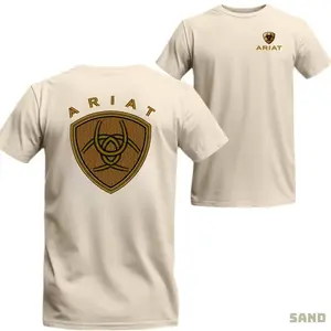 Ariat T-shirt, Hoodie - Elegant Gold Badge Emblem, Celebrating Western Style, Perfect For Bold Fashion, Men Shirt Cotton Menswear Top