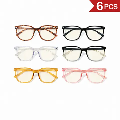 4 Pack Blue Light Blocking Glasses for Women, Cat-Eye & Square Style Set, Lightweight PC Frames, Anti-Glare Eyewear for Computer & Gaming, Blue Light Glasses For Women, Accessory Non-Prescription Glasses, Anti-Glare Non-Prescription Glasses, Polycarbonate