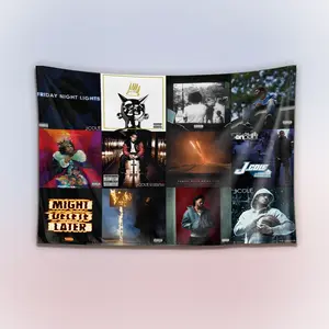 J Coleee Album Collection Tapestry, Hip-Hop Rap Wall Hanging Decor, Retro Music Art Banner, Bedroom Studio Wall Art, Gift for Fans
